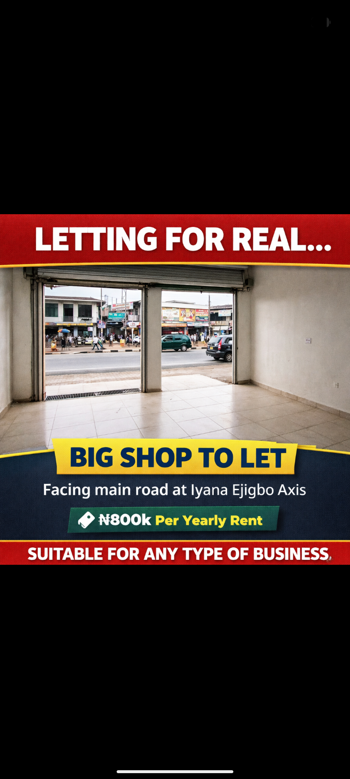 Spacious shop at Iyana Ejigbo axis