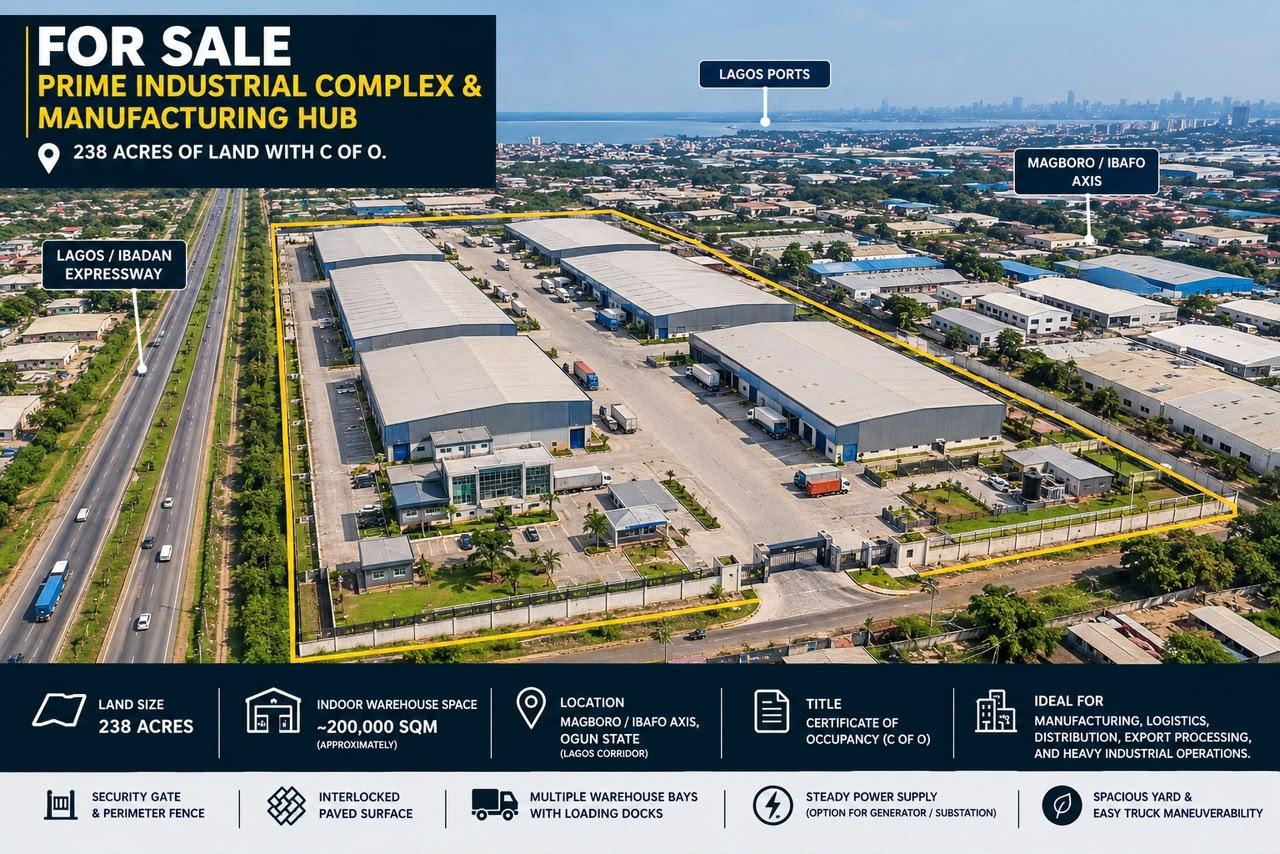 238-Acre Industrial Complex for Sale at Magboro/Ibafo, Ogun State