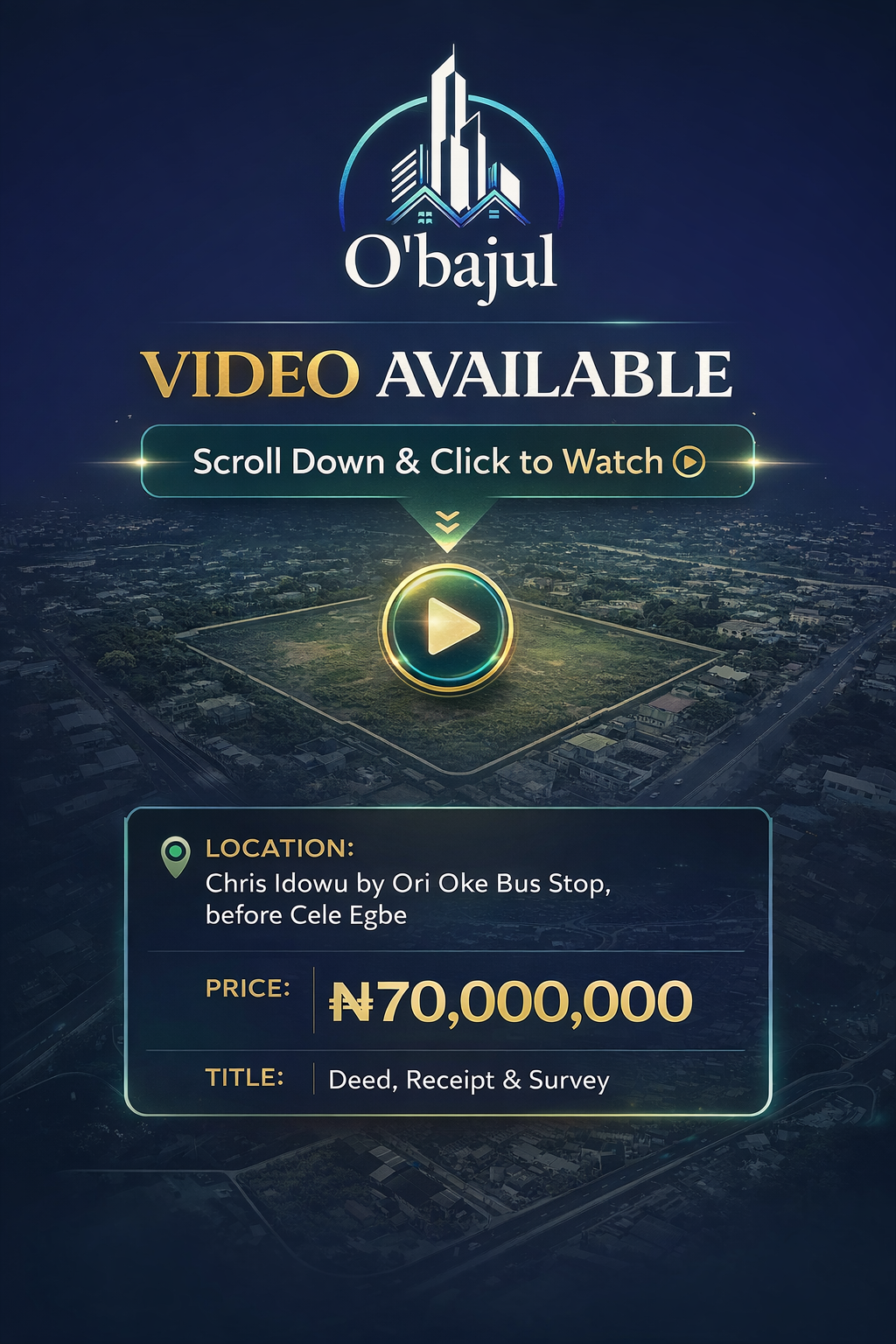 This Plot of land is at Chris Idowu by Ori Oke Bus stop before Cele Egbe.