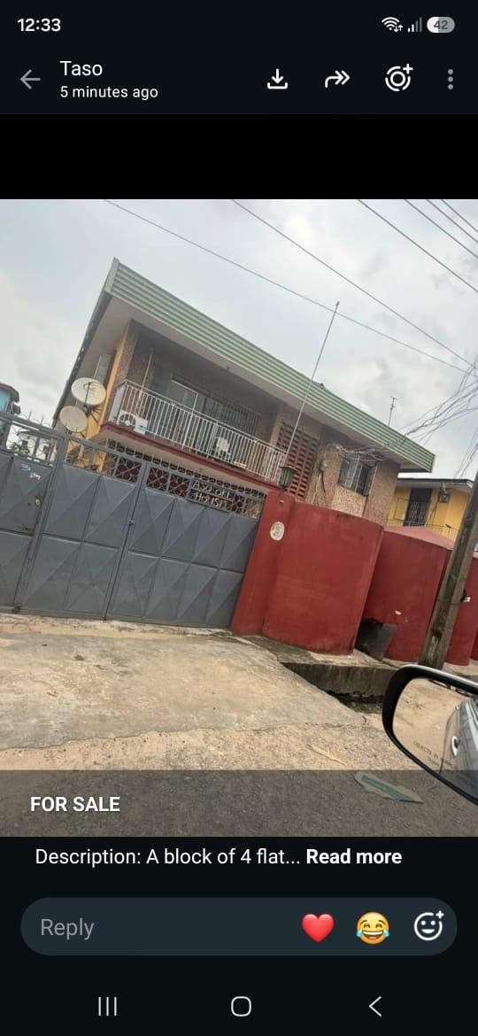 Block of 4 Flats for Sale | Off Pedro Road, Lagos