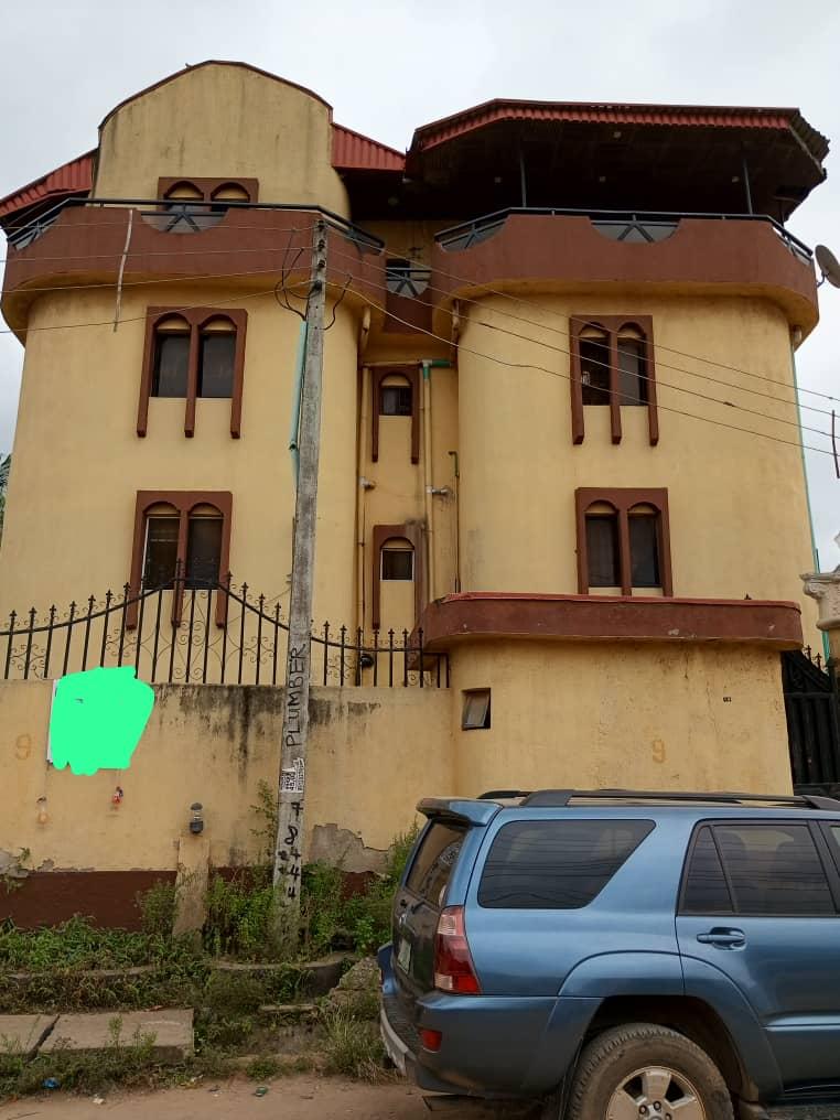 2 storey building with a paint house consist of 8 blocks of 3bedroom flats with 2 toilets with a room self