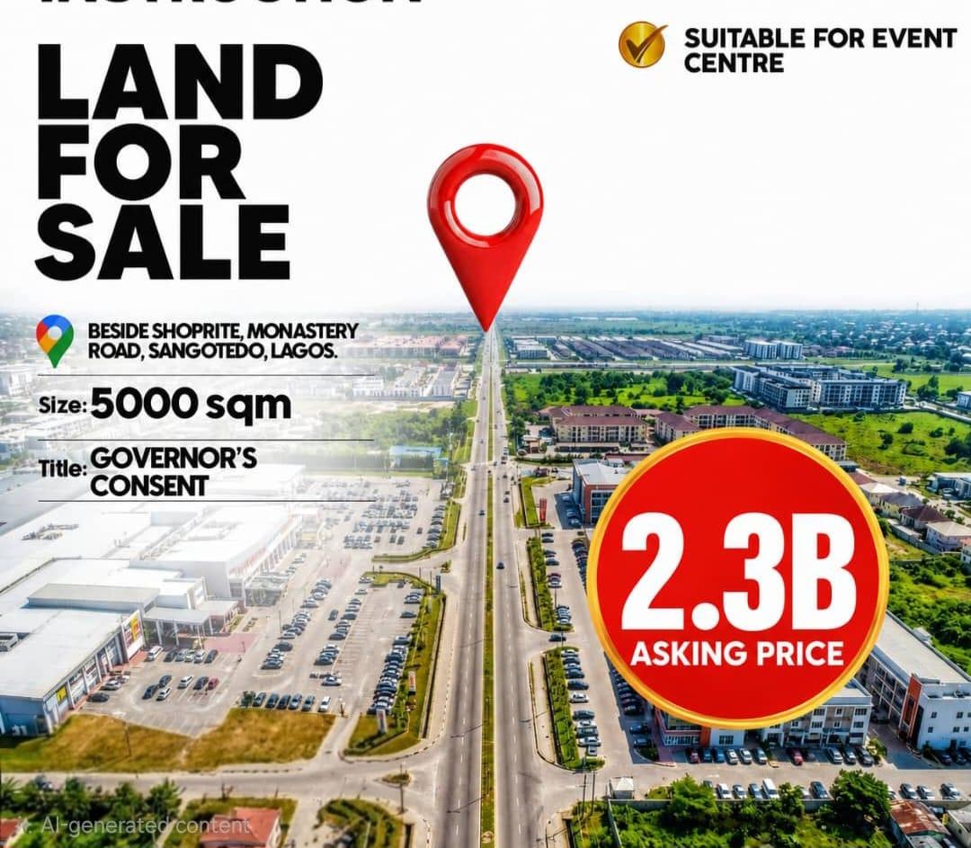 5,000sqm Commercial Land for Sale | Monastery Road, Sangotedo