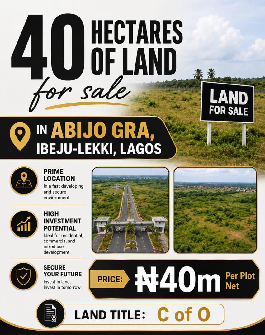 40 Hectares of Land for Sale at Abijo GRA, Ibeju-Lekki, Lagos