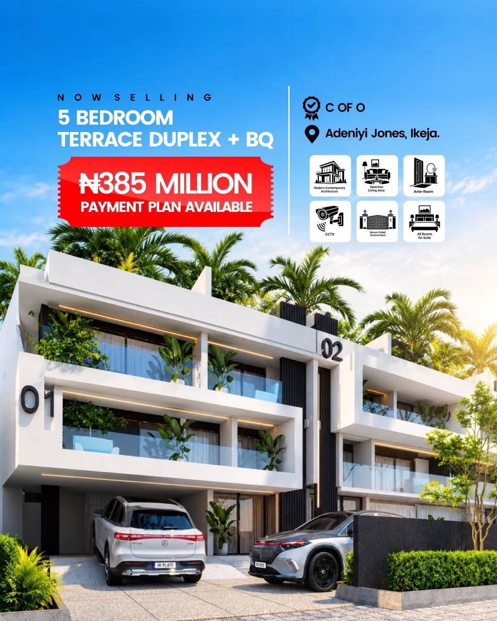 5-Bedroom Terrace Duplex with BQ at Adeniyi Jones, Ikeja