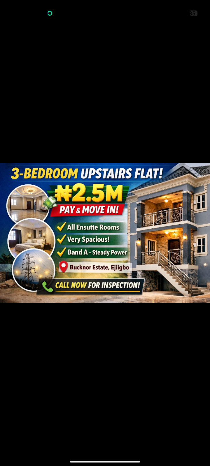3 bedrooms flat upstairs, @Bucknor estate, Ejigbo